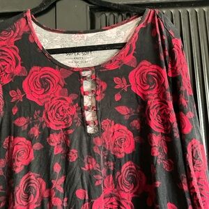 Torrid Black and Red Floral Tunic